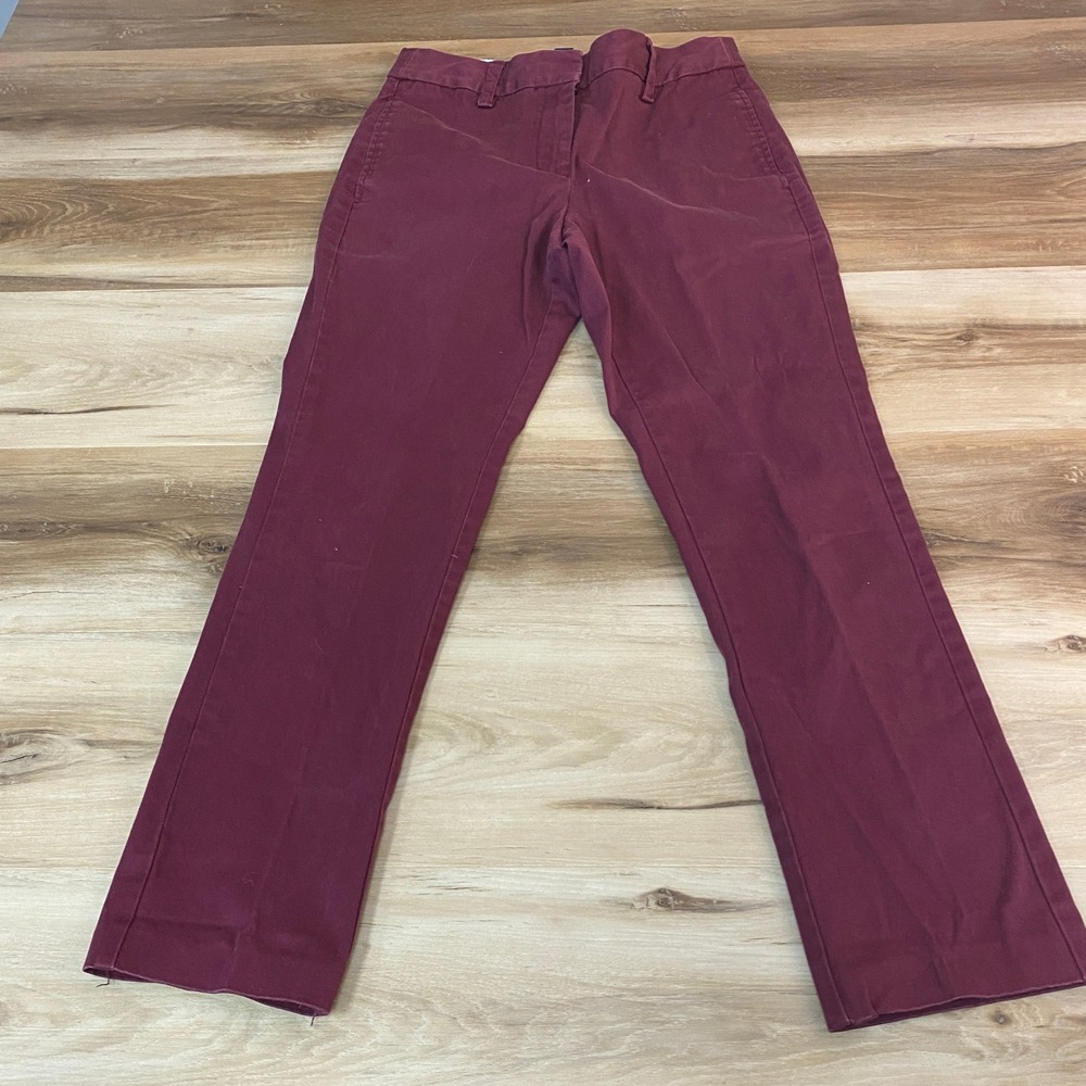 Lands End Chino Pants Womens Size 2 Mid Rise Straight Leg Burgundy Chinos Pants